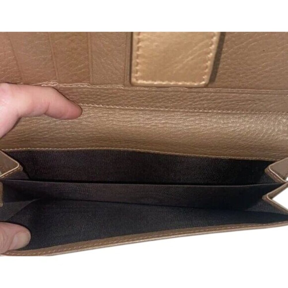 Gucci Vintage Gold Metallic Italian Leather Continental Bifold Flap Long Wallet - Picture 6 of 14